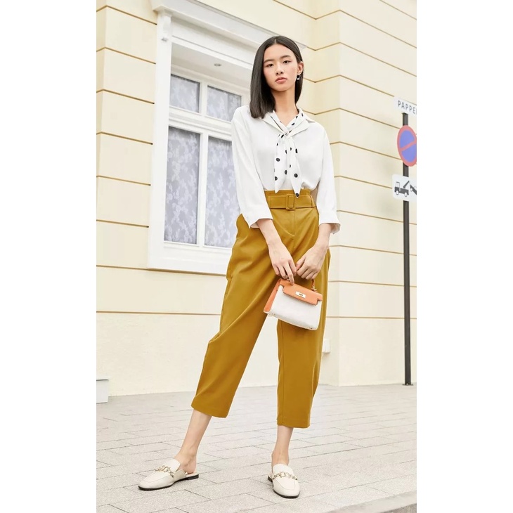 Vero Moda Quần Ống Túm Cạp Lỡ Dáng Thụng Thường Ngày Xếp Ly Cạp Lỡ Phong Cách Túi Hộp Cho Nữ 32116J006