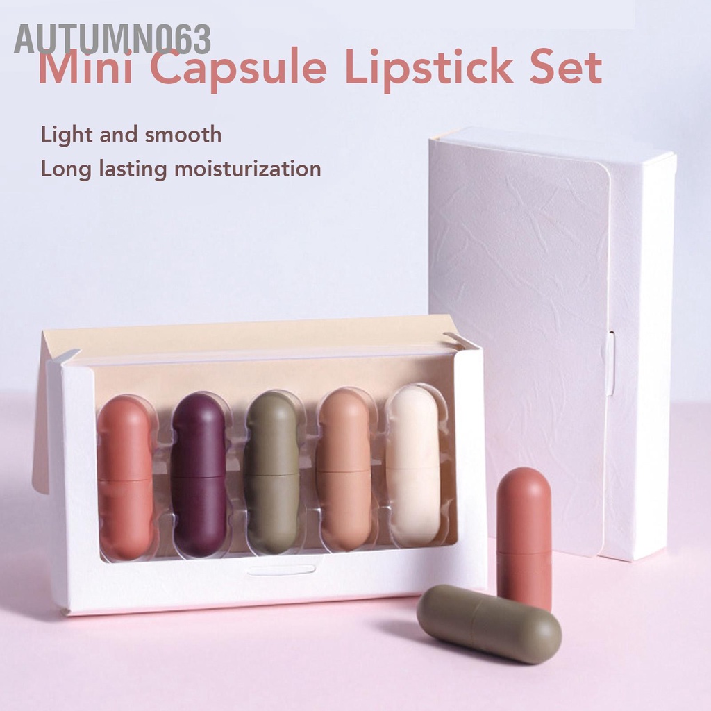 Autumn063 Bộ son môi 5 thỏi 0 07 Oz Matte Capsule Lipstick Mini Long Lasting Colorstay Nuôi dưỡng Son trang điểm cầm tay cho mỹ phẩm