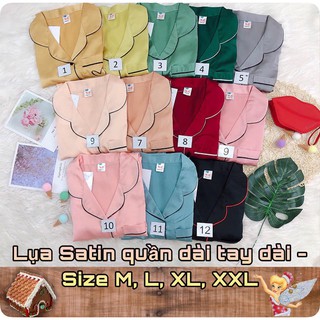 💋bộ bijama có size " 38-75kg " lụa satin màu, quần dài tay ngắn có túi quần sâu .
