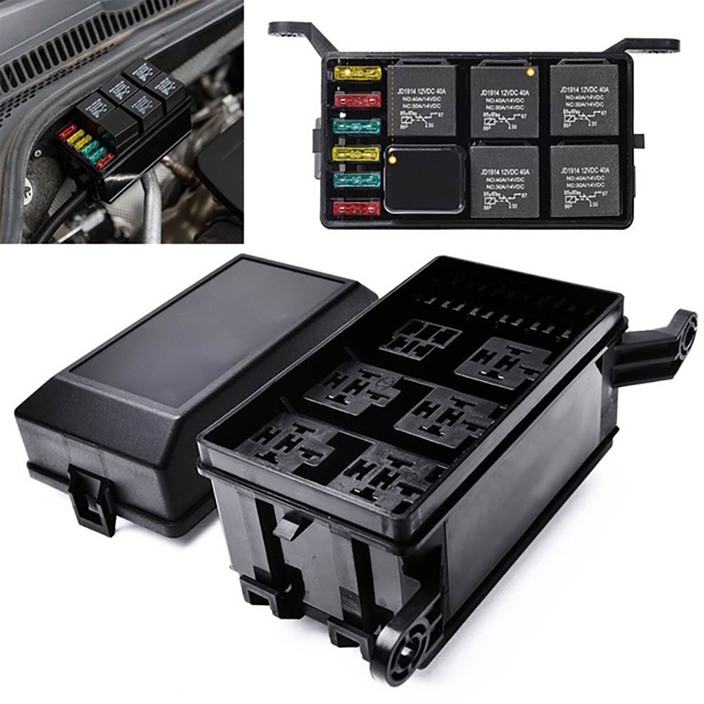 Hộp 6 Rơ Le + Giá Đỡ Cầu Chì + 41 Ghim Kim Loại Thông Dụng Cho Xe Hơi