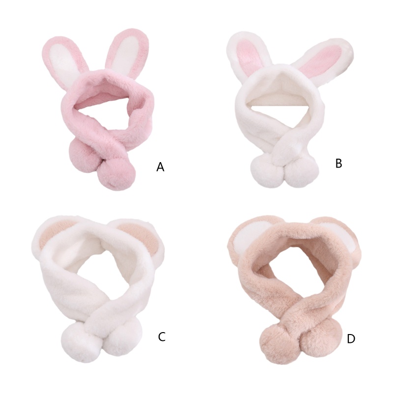 Khăn Choàng Cổ Giữ Ấm Tai Thỏ Giả Lông Thú Dành Cho Trẻ Em