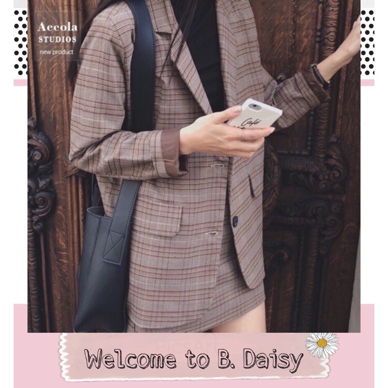 [Hàng có sẵn]Set áo Blazer chân váy kẻ nữ (có ảnh thật)