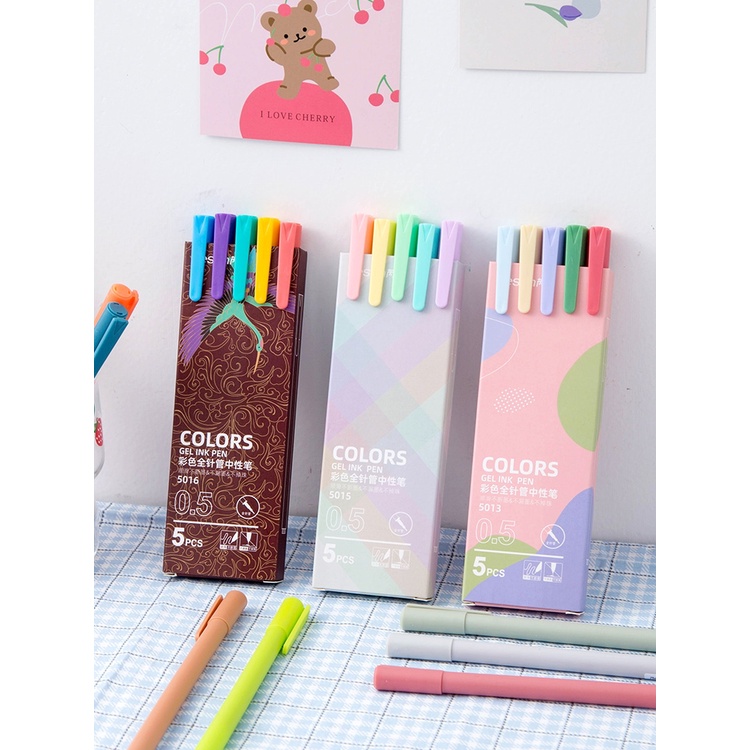 Bộ 6 bút gel nước màu đen 0.5 chuyên dụng