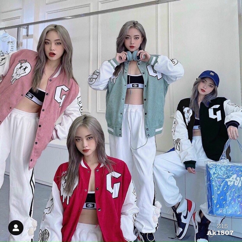 Áo Khoác Nữ, Áo Khoác Bomber Nam Nữ Hoạ Tiết From Thụng Rộng