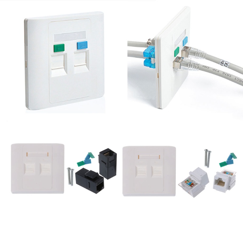 Ổ Cắm Gắn Tường 2 Cổng CAT6 RJ45 Chuyên Dụng Chất Lượng Cao