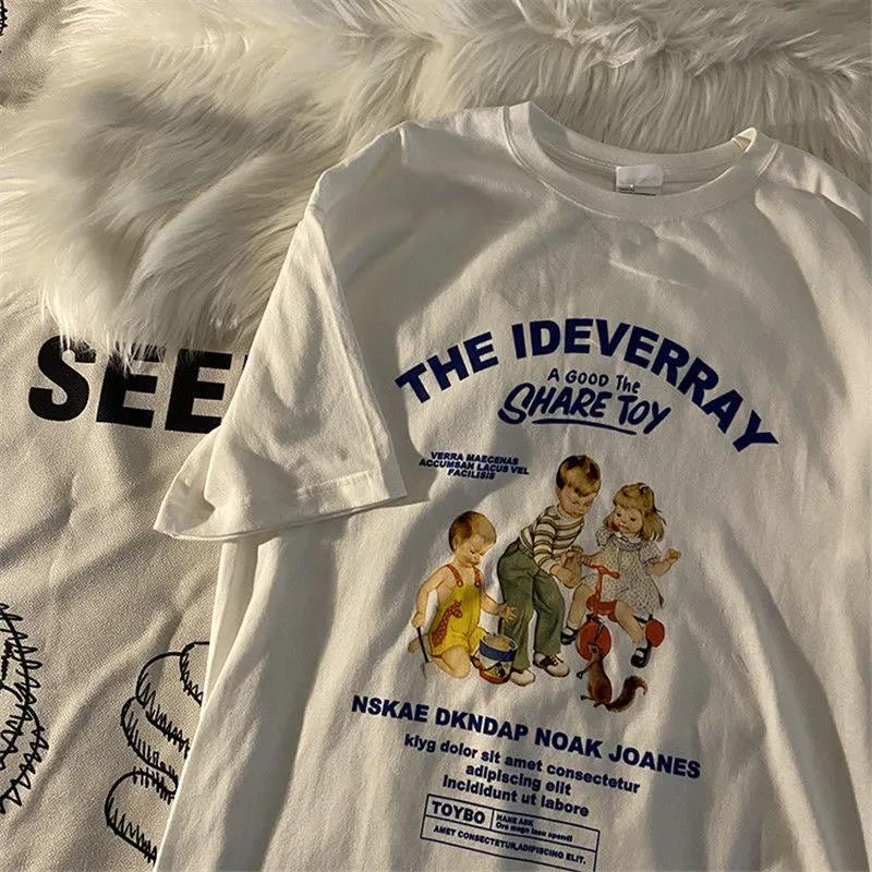 Áo Thun Tay Ngắn Dáng Rộng In Họa Tiết Phong Cách Retro Mỹ Thời Trang Mùa Hè Cho Nữ 2021 | BigBuy360 - bigbuy360.vn