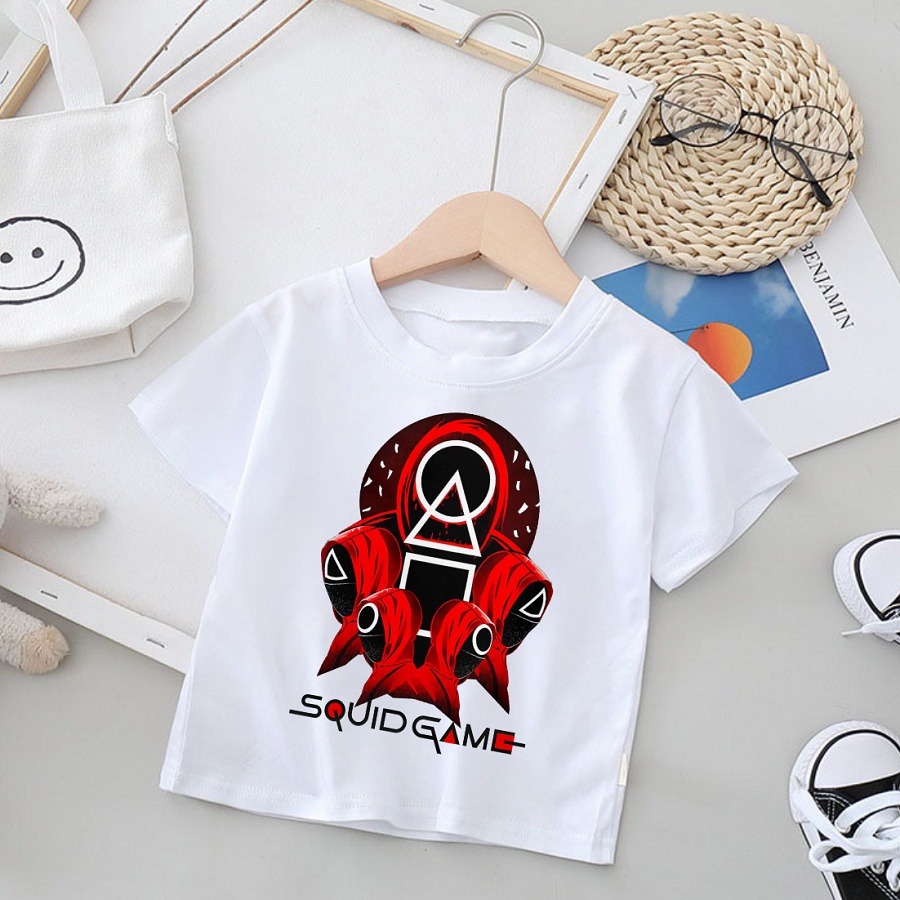 ÁO THUN UNISEX SQUID GAME TRÒ CHƠI CON MỰC HOT PHÔNG NAM NỮ GIA ĐÌNH CẶP ĐÔI CÓ SIZE TRẺ EM CHO BÉ TRAI GÁI AOMIVN
