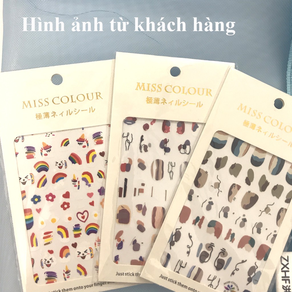 Sticker nail vệt sơn màu sắc các hình trừu tượng trang trí móng tay nghệ thuật (lẻ 1 tấm)