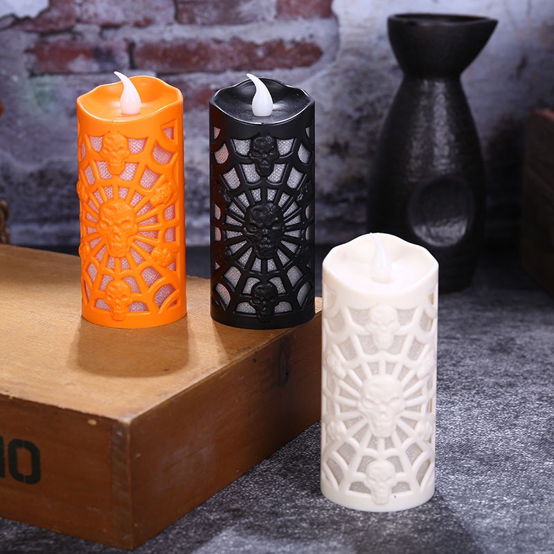 Đèn LED Nến Điện Tử Hình Đầu Lâu / Quả Bí Ngô Kinh Dị Trang Trí Nhà Cửa Dịp Halloween