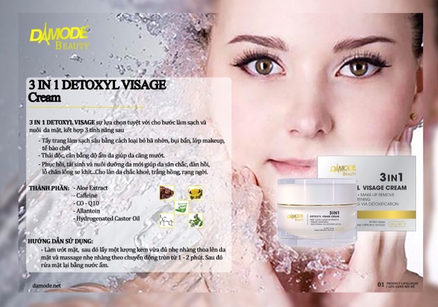 [Hàng chính hãng] DAMODE Kem Rữa Mặt, Tẩy Trang, Thải Độc da - 3IN1 DETOXYL VISAGE CREAM