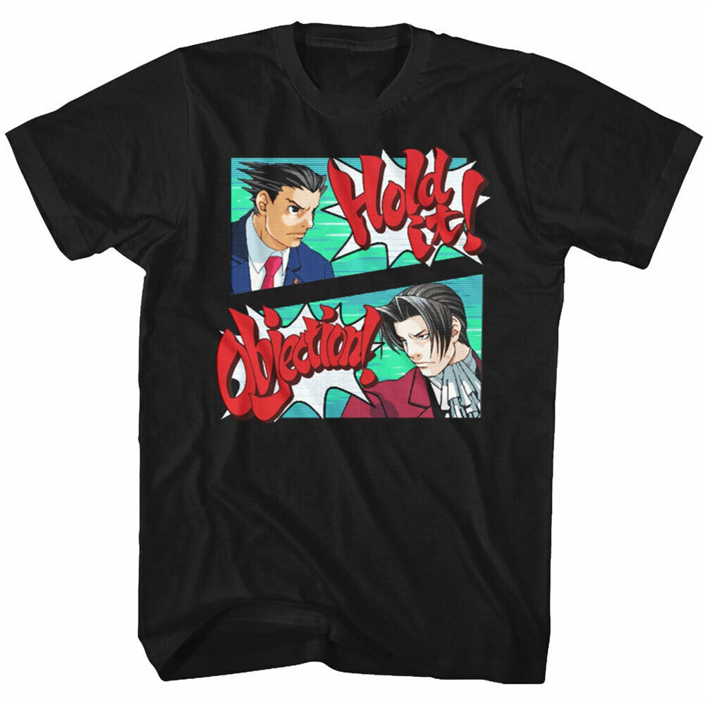 Áo thun nam Ace Attorney Black Hold The Objection Loose Plus Áo thun