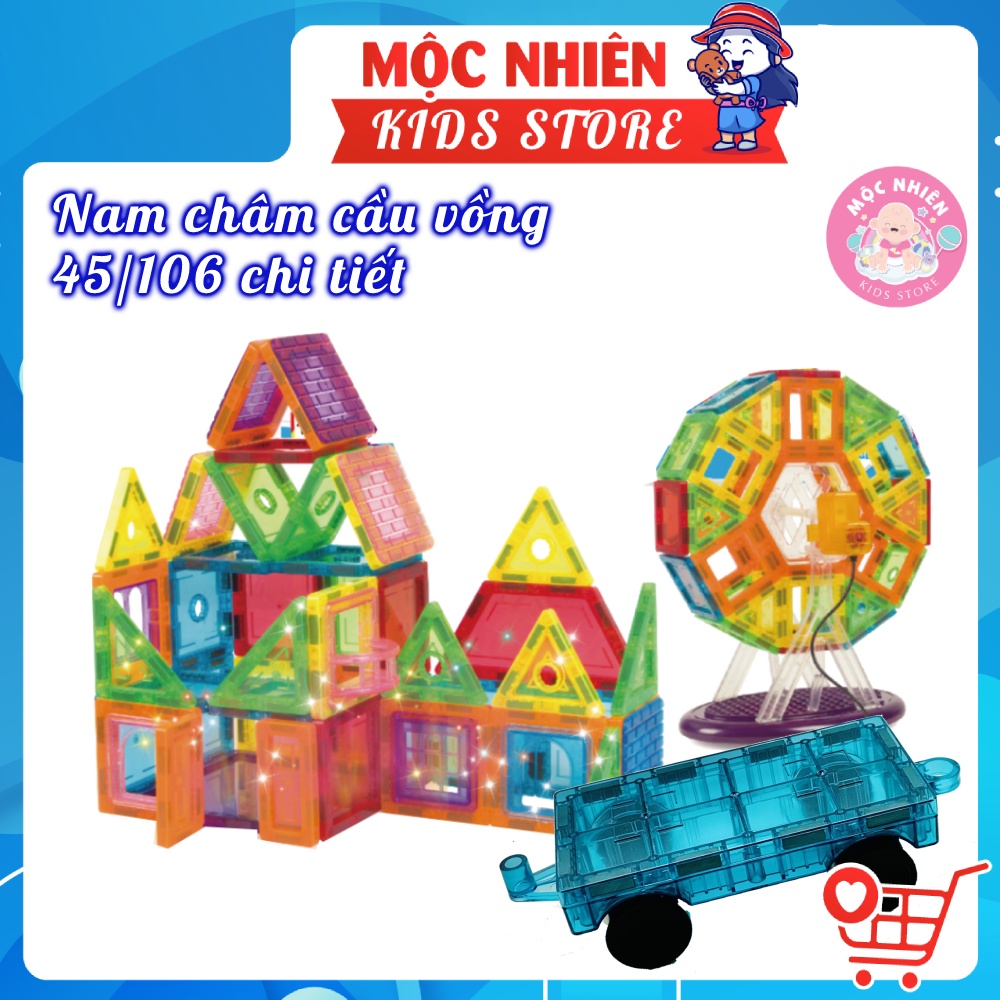 Đồ chơi xếp hình nam châm ánh sáng cầu vồng Magnetic Tiles chính hãng Xinbida an toàn cho bé từ 3 tuổi trở lên