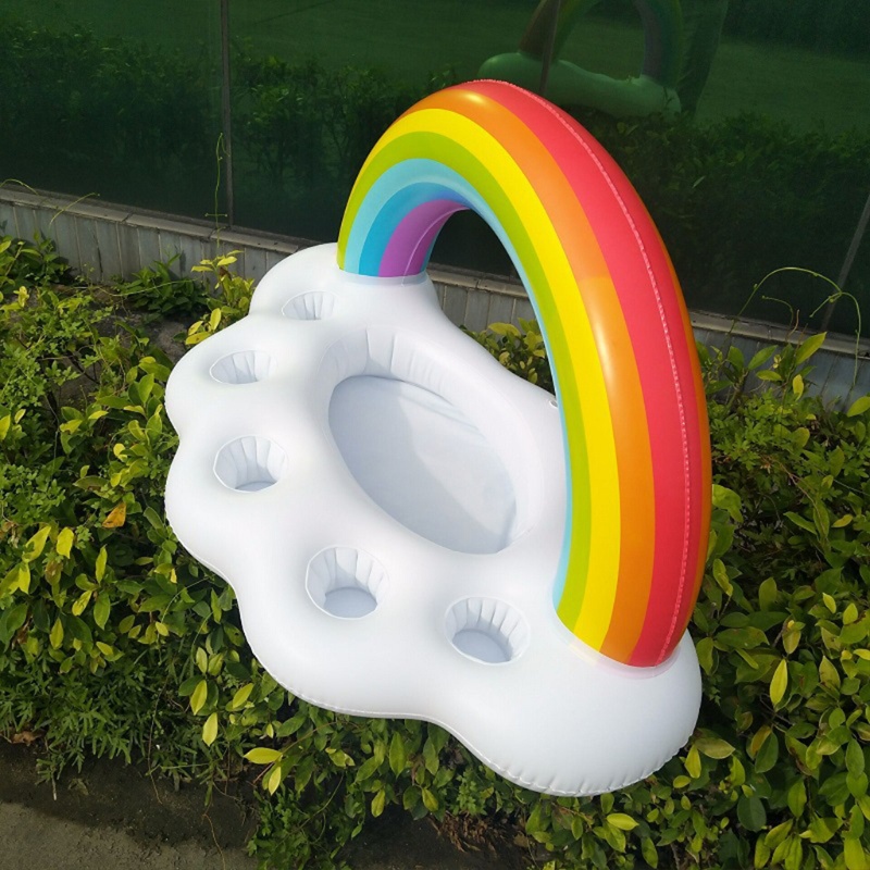 WMMB Party Inflatable Pool Floating Holder Rainbow Cloud Water Drink Holder Summer Cup Holder Inflatable Toy Beverage Float