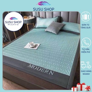 Chiếu điều hòa cao su non TENCEL MODERN, ga trải giường thông minh tặng kèm 2 vỏ gối hàng Hot 2021