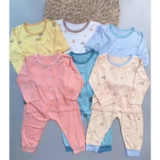 [SALE] Bộ Dài Tay Cho Bé Trai, Bé Gái KIMCHI Vải Thun Lạnh Cúc Giữa Động Vật Dễ Thương, Đồ Bộ Cho Bé Mặc Nhà KWSS2101