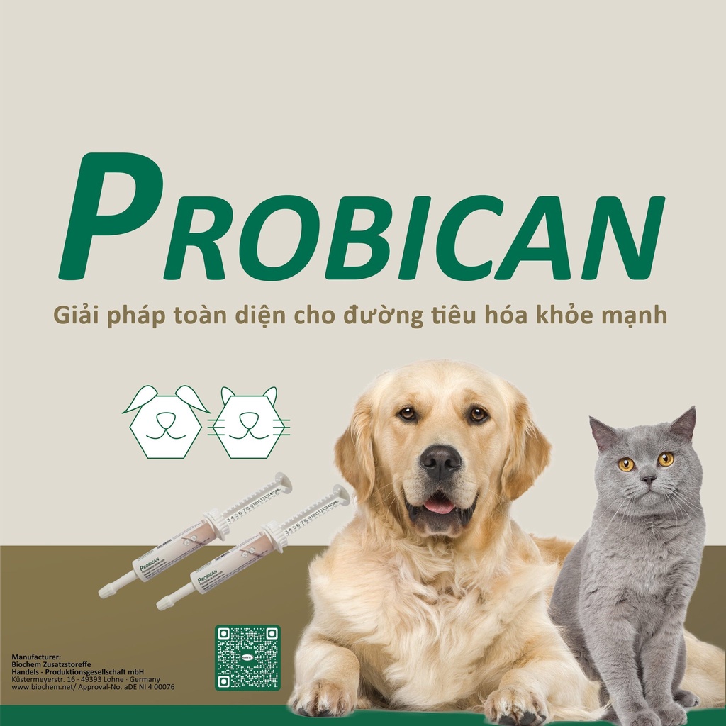 Probican men tiêu hóa cao cấp kèm vitamin tổng hợp cho chó mèo hàng nhập khẩu Đức