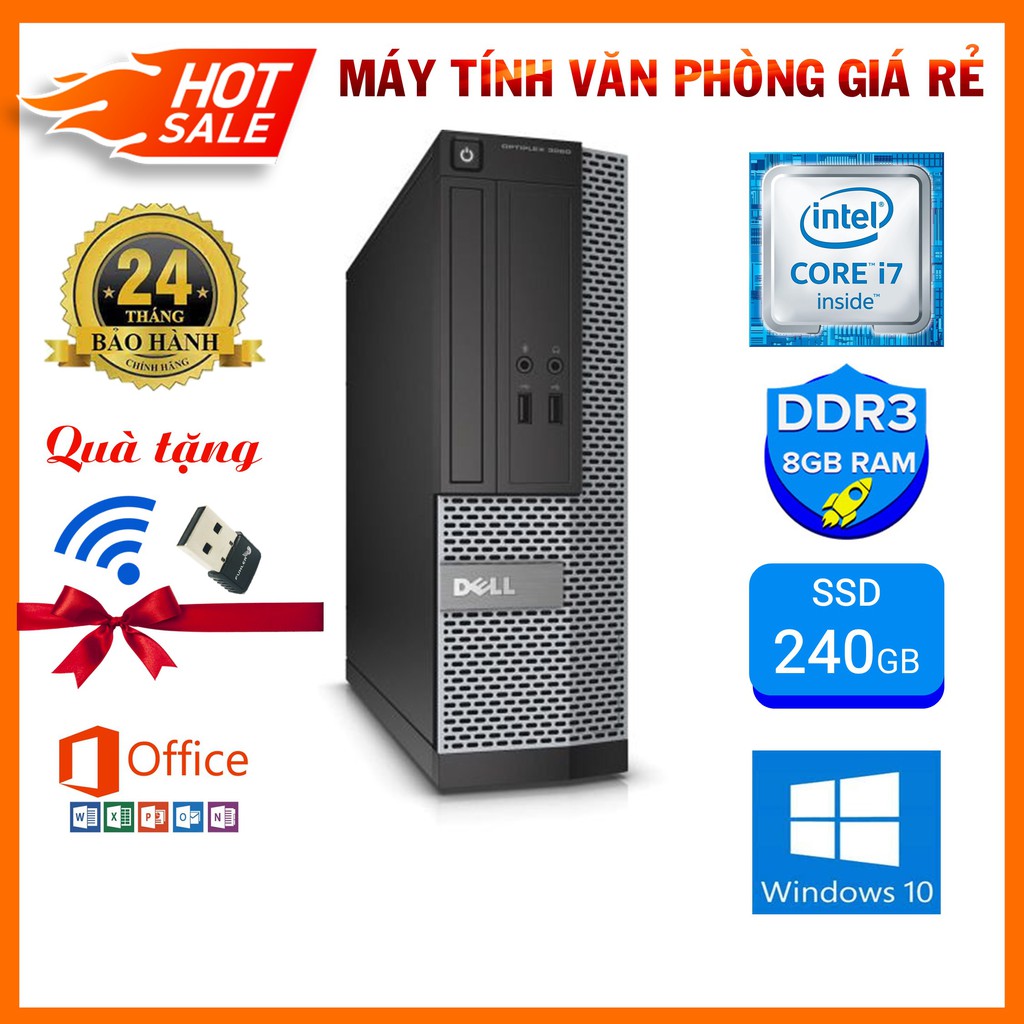 PC Đồng Bộ Dell Core I7 ⚡️HoangPC⚡️ Máy Bộ Văn Phòng - Dell Optiplex 3020 (i7 4770/Ram 8G/SSD 240G) - Bảo Hành 12 Tháng