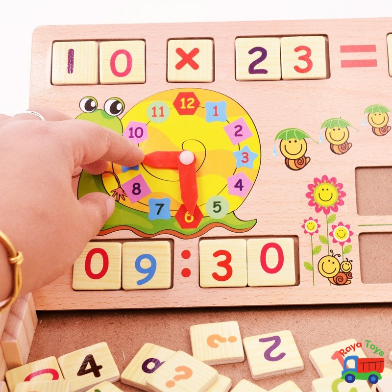 Đồ chơi gỗ thông minh bộ que tính 100 số cho bé nhận biết số đếm làm phép toán và đồng hồ xem giờ | giáo cụ Montessori