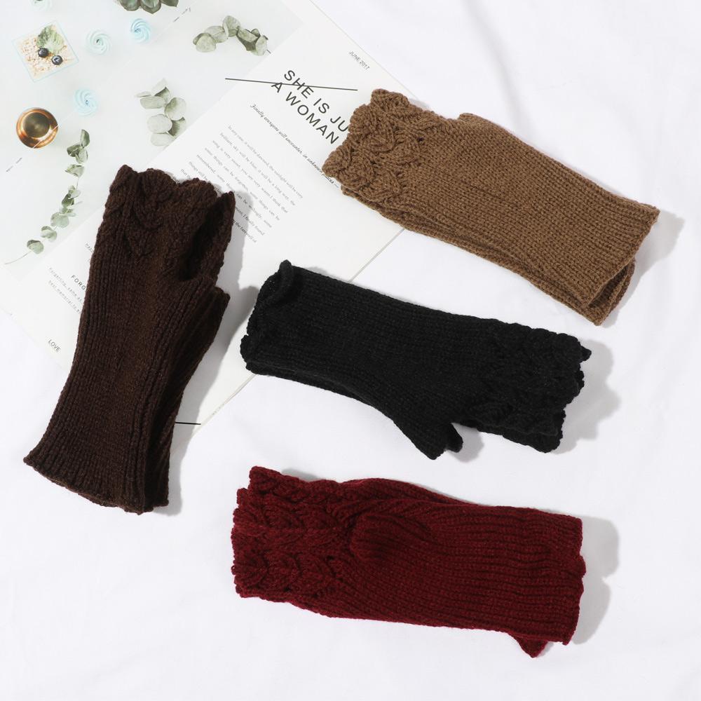 Găng Tay Dệt Kim Co Giãn Màu Sắc Ngọt Ngào Thời Trang