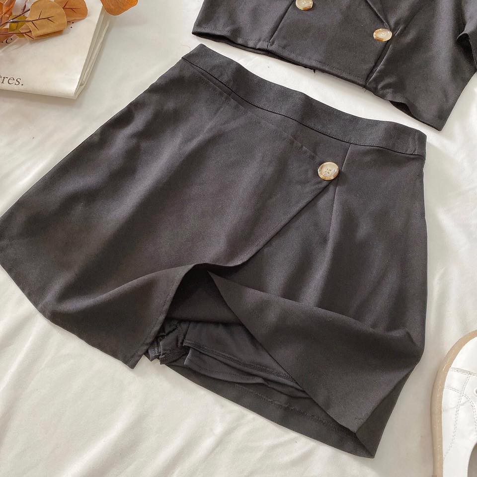 SET ÁO CROPTOP CỔ VEST + CHÂN VÁY | BigBuy360 - bigbuy360.vn