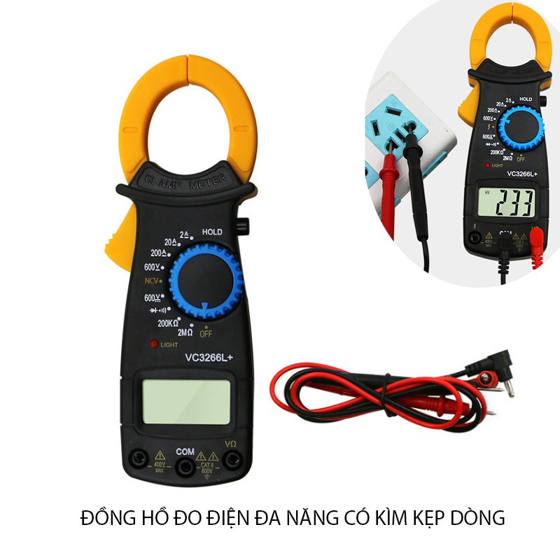 Đồng hồ đo điện đa năng có kìm kẹp dòng VC3266L+, có đo thông mạch và NCV