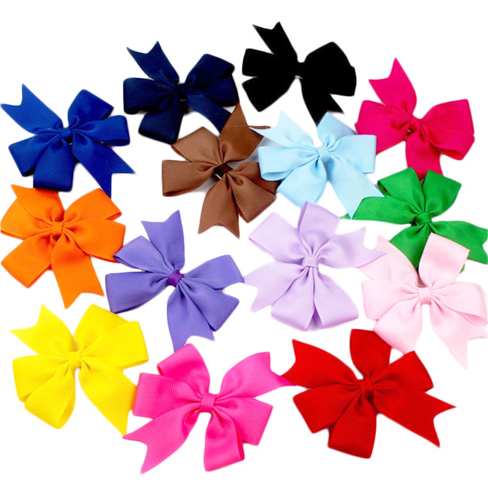 XIANSTORE 10pcs Color At Random Gifts Baby Headdress Solid Grosgrain Ribbon Barrette Butterfly Hairpin Bow Flower Children Floral Girl Hair Clip