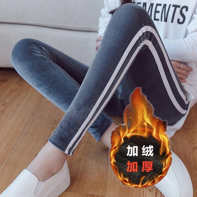 Quần legging nhung vàng dày dặn lót mặc ngoài thu đông cho nữ co giãn cao phong cách Hàn Quốc mẫu mới tôn dáng