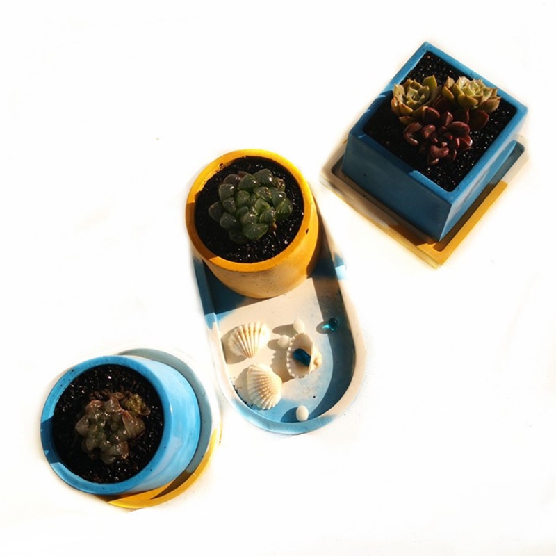 Khuôn Silicone Hình Vuông/Tròn Làm Chậu Hoa DIY