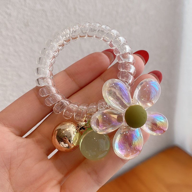Dây Cột Tóc Đính Hạt Nhiều Màu Hình Hoa Cúc Nhỏ Xinh Xắn Phong Cách Hàn Quốc Cho Bé Gái