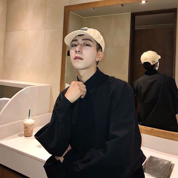 Áo Sơ Mi Tay Dài Dáng Rộng Màu Trơn Thời Trang Hàn Quốc Cho Nam