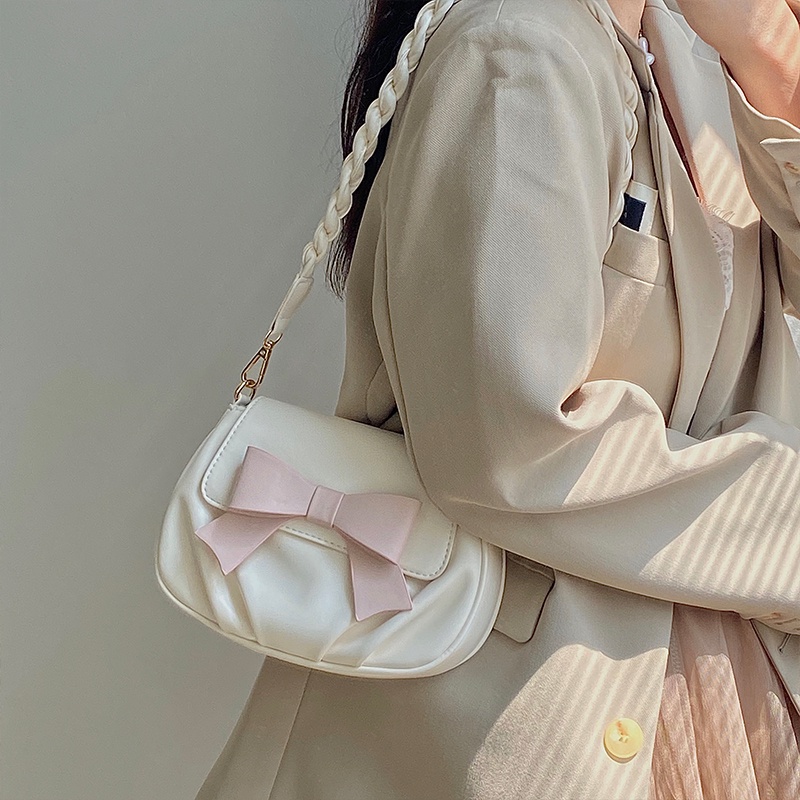 Túi Đeo Chéo Hình Tròn Đính Nơ Nhỏ Xinh Xắn Thời Trang Cho Nữ