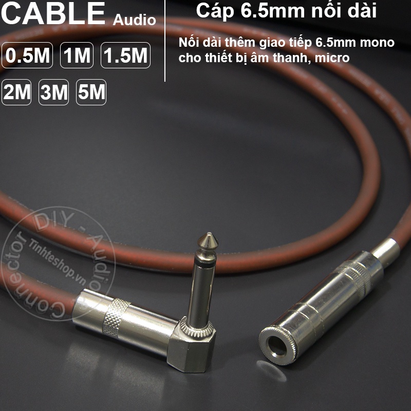 Cáp 6ly mono nối dài cho micro DIY 0.5M đến 5M - 6.35mm microphone cable extends male to female at 90 degree angle