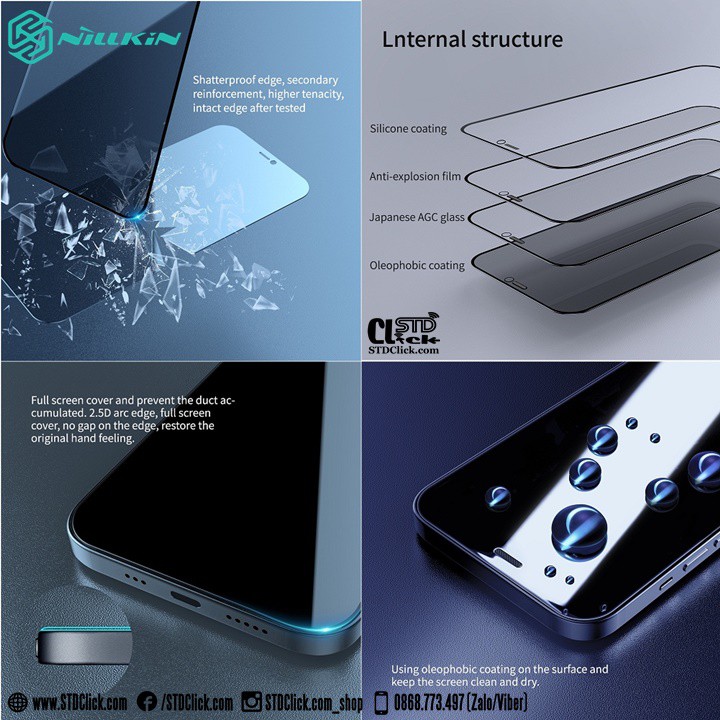 KÍNH CƯỜNG LỰC IPHONE 12 PRO MAX NILLKIN GUARDIAN CHỐNG NHÌN TRỘM CHÍNH HÃNG