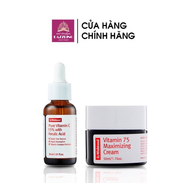 Serum/Kem Dưỡng Trắng Mờ Thâm Mụn By Wishtrend Pure Vitamin C 15% With Ferulic Acid 30ml