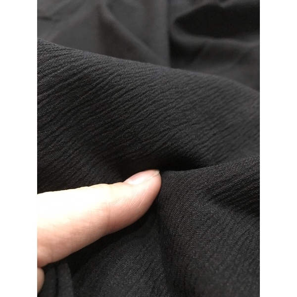 Vải Đũi xốp màu đen tuyền dày co dãn mềm mặc mát vải đẹp sang khổ (1m5)may đầm kiểu ,đầm sơ mi