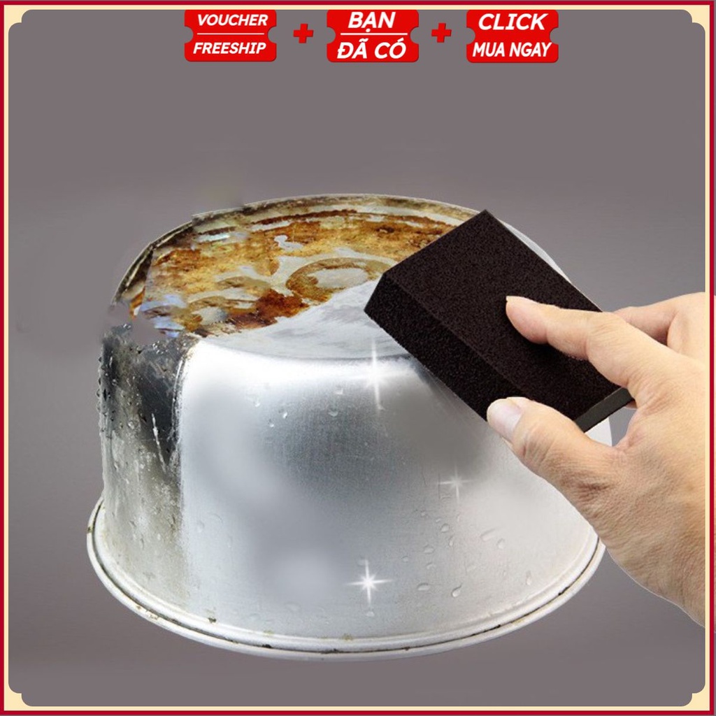 Miếng Cọ Xoong Nồi Chảo - Đồ Inox MÀU ĐEN CARBON - Cọ Chà Bồn Sứ Không Xước