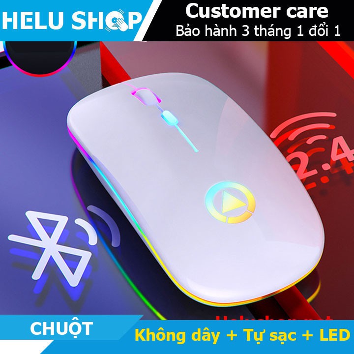 Chuột không dây tự sạc A2 Led RGB Siêu Mỏng Không Tiếng Ồn (BH 6 tháng)