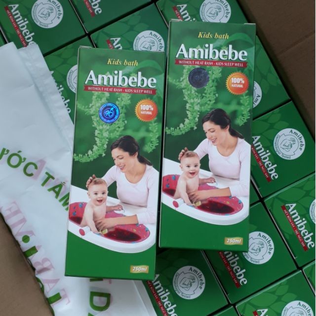 Nước thảo dược tắm bé Amibebe 250ml - ngừa rôm sảy, mụn nhọt, viêm nang lông cho bé