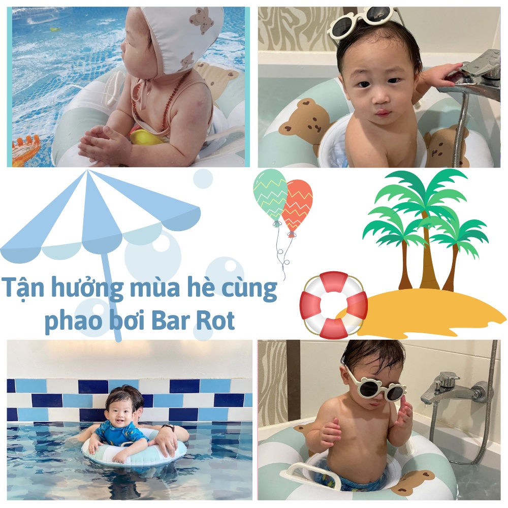 Phao Ngồi tập bơi cho bé BAR ROT, phao thiết kế dày dặn, có chân xỏ chống lật an toàn cho bé Nuoiconkieuhan