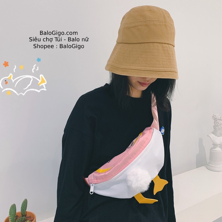 Túi bao tử nữ hình Vịt siêu kute dễ thương vải chống thấm nước T95 - BaloGigo