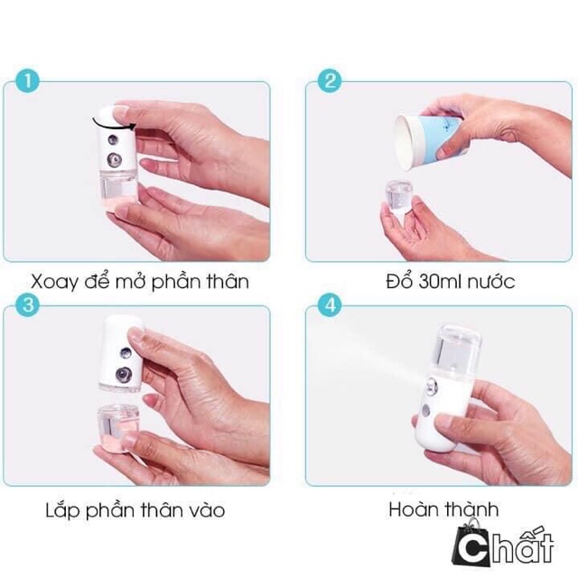 Máy phun sương mini xông hơi mặt da đẹp tích tắc sau khi dùng, thiết kế nhỏ gọn dễ dàng mang theo đi chơi du lịch