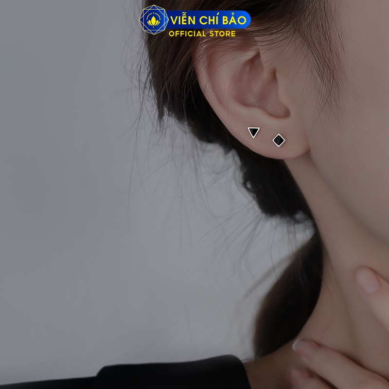 Bông tai bạc nữ đá đen nhiều hình dạng chất liệu bạc 925 thời trang phụ kiện trang sức nữ Viễn Chí Bảo B400757