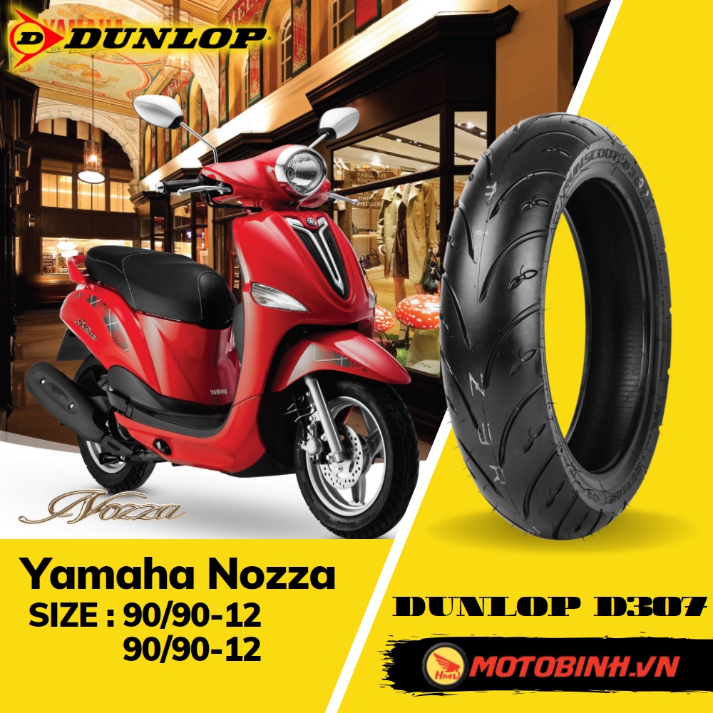 Vỏ lốp Dunlop xe Yamaha Nozza Niền 12 inch. vỏ Dunlop 90/90-12 D307. vỏ Dunlop D307 - motobinh.vn