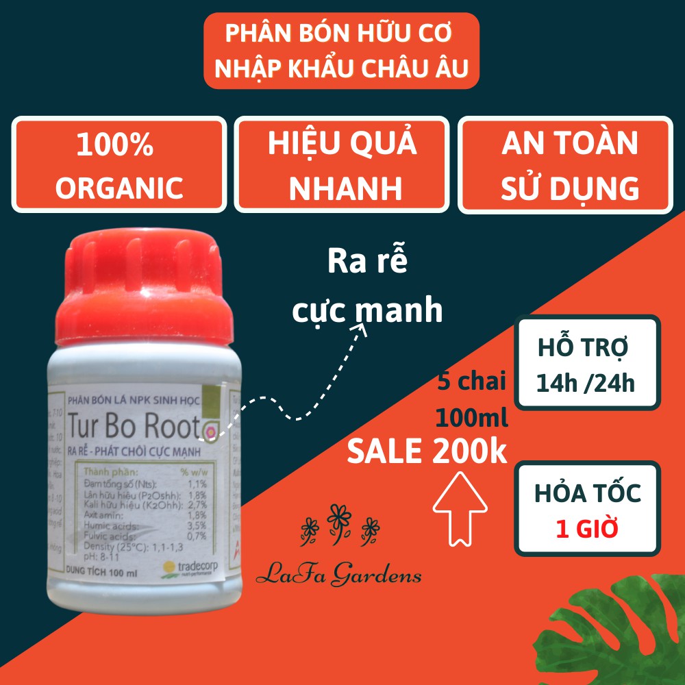 Phân bón cho hoa lan - bộ 5 chai phân bón kích rễ cho hoa lan