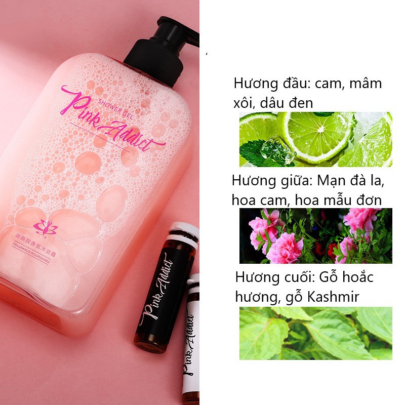 Sữa tắm Pink Addict hương nước hoa siêu thơm dưỡng trắng da DIY Perfume Shower Gel