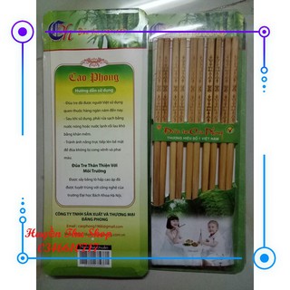 Bộ 10 đôi đũa tre hoa văn cao cấp Cao Phong - Hàng Việt Nam