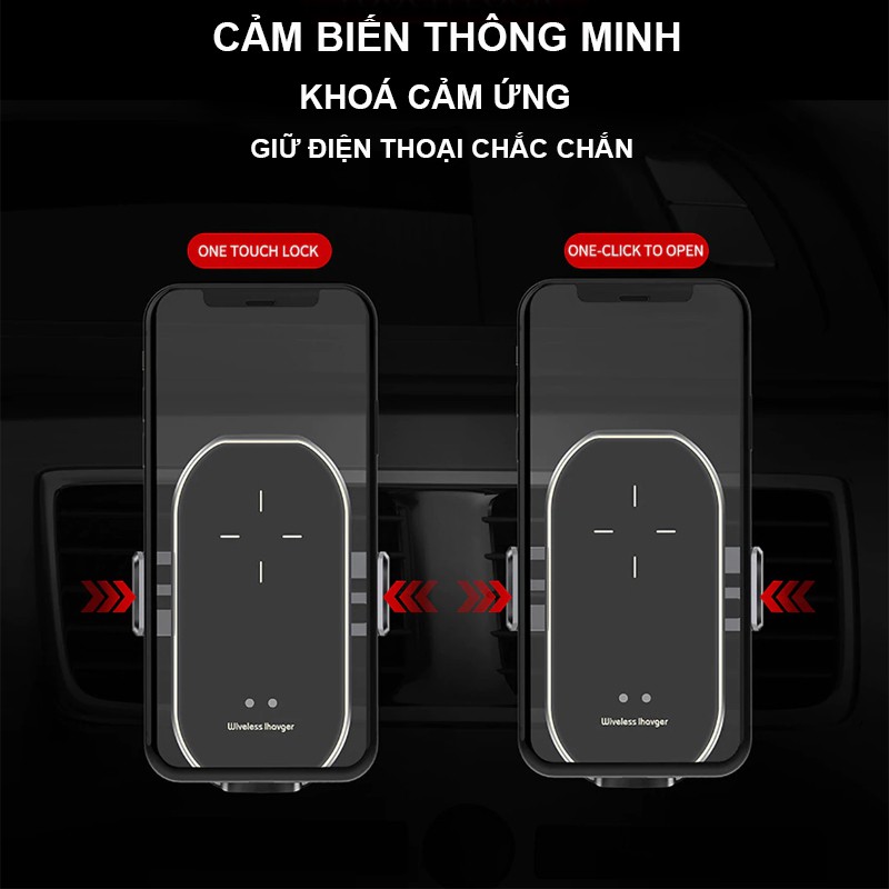 Giá đỡ sạc không dây trên ô tô A7 SẠC NHANH 10W công nghệ mới cảm ứng đóng mở tự động tay giá đỡ