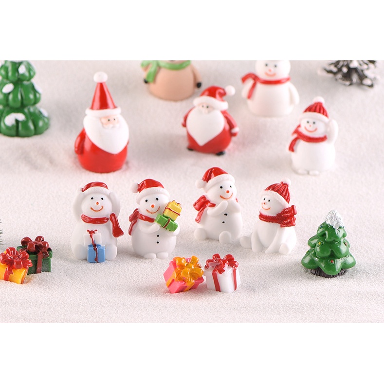 Mô hình người tuyết dễ thương, tuần lộc, ông già noel, gói quà Giáng sinh trang trí tiểu cảnh, móc khóa, DIY