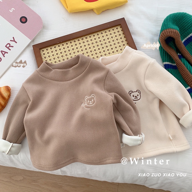 Áo nỉ cổ 3cm, áo giữ nhiệt trẻ em 6 tháng-5 tuổi trần bông siêu ấm áp hàng quảng châu