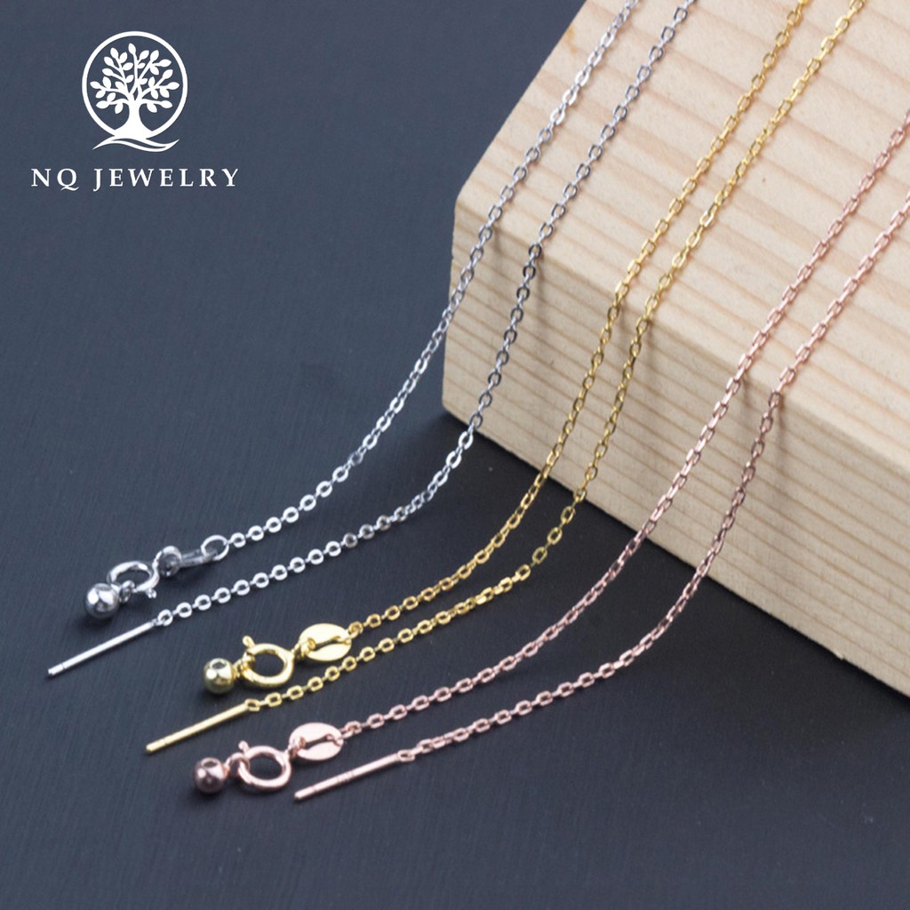 Dây chuyền bạc dạng móc xích khóa thẳng dùng để xỏ hạt hoặc lu thống - NQ Jewelry